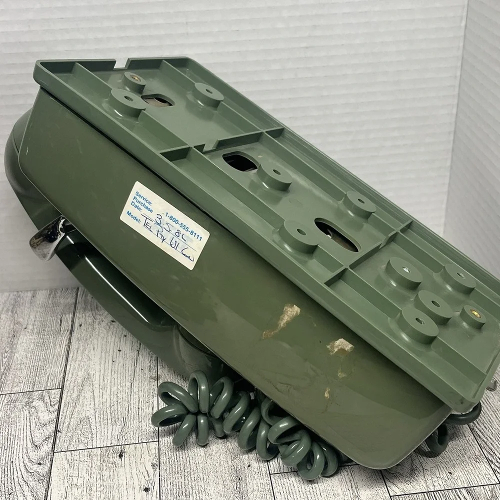 Vintage 1965 Western Electric 554 Rotary Wall Phone Olive Green 172C Mounting